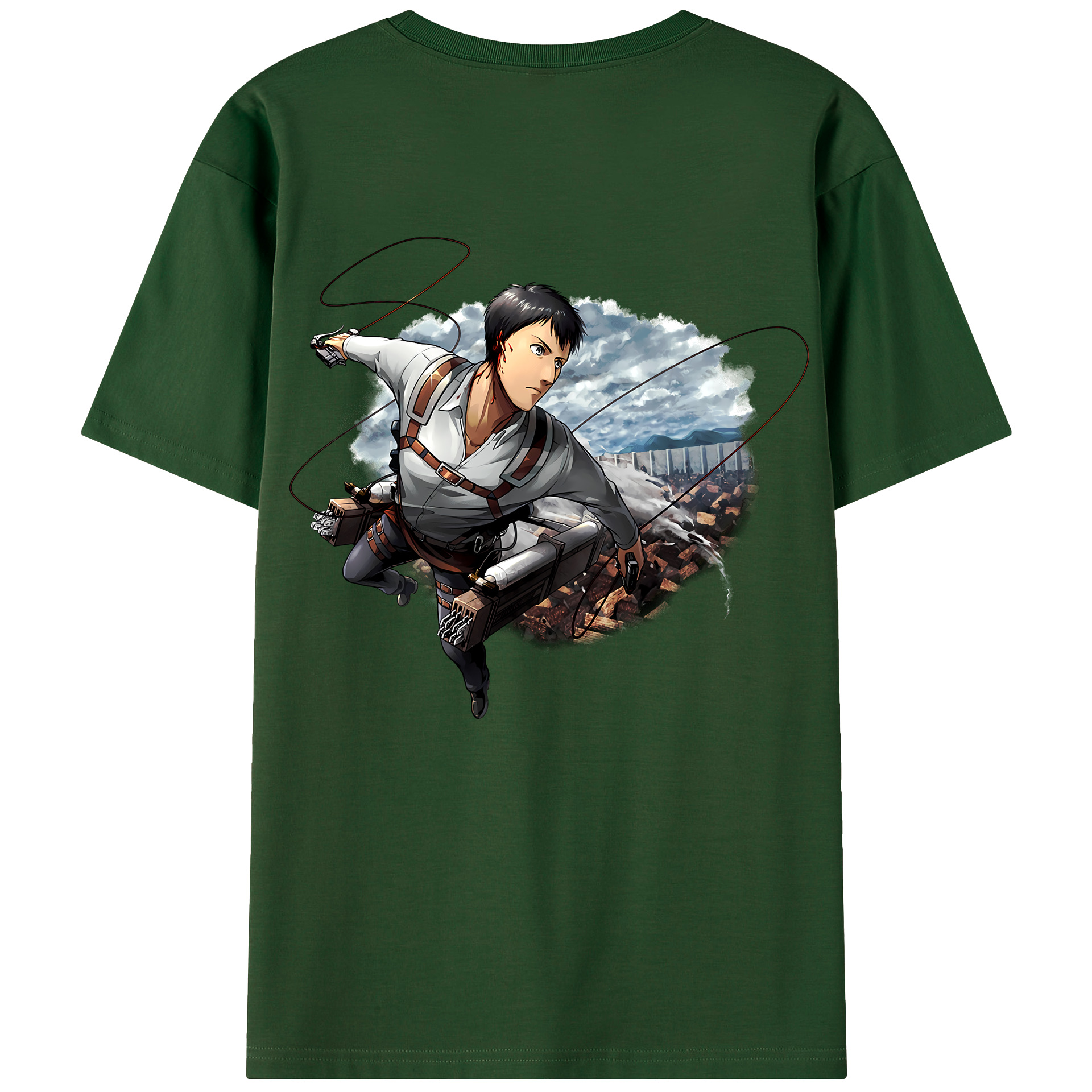 （画像用） 進撃の巨人 ベルトルト・フーバー Attack on Titan Bertholdt Hoover 綿100％半袖Tシャツ（背面プリント）